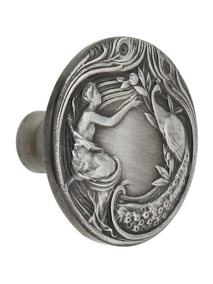 The Lady and The Peacock Cabinet Knob in Antique Pewter.